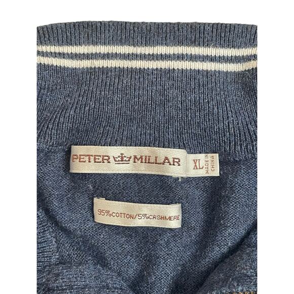 Peter Millar Golf‎ Sweater Vest Mens XL Cashmere Blend 1/4 Zip Navy Blue Preppy - Picture 3 of 5